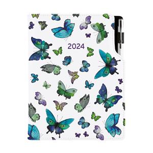 Diár DESIGN týždenný A5 2024 poľský - Motýle modré