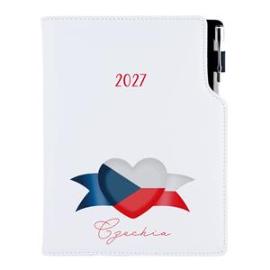 Diár DESIGN týždenný B5 2027 - biela - Česko - vlajka