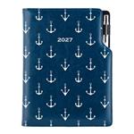 Diár DESIGN týždenný B5 2027 - modrá - Námorník - kotvy