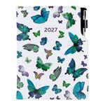 Diár DESIGN týždenný B5 2027 - Motýle modré