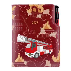 Diár DESIGN týždenný B5 2027 polský - bordová - Hasič