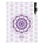 Diár DESIGN týždenný B6 2025 - Mandala fialový