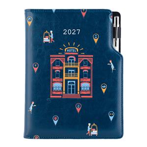 Diár DESIGN týždenný B6 2027 český - modrá - Hotel