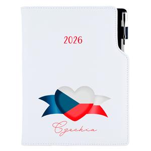 Diár DESIGN týždenný špeciál A5 2026 - biela - Česko - vlajka