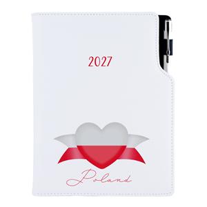 Diár DESIGN týždenný špeciál A5 2027 - biela - Poľsko - vlajka