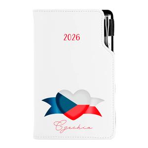 Diár DESIGN týždenný vreckový 2026 slovenský - biela - Česko - vlajka