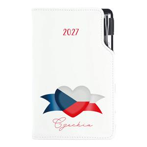 Diár DESIGN týždenný vreckový 2027 český - biela - Česko - vlajka