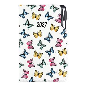 Diár DESIGN týždenný vreckový 2027 český - Motýle farebné