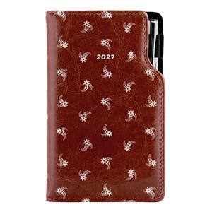 Diár DESIGN týždenný vreckový 2027 poľský - hnedá - biely kvet