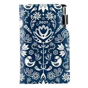 Diár DESIGN týždenný vreckový 2027 poľský - modrá- Folk