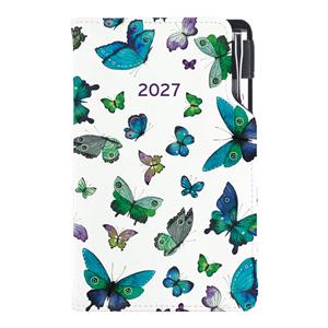 Diár DESIGN týždenný vreckový 2027 poľský - Motýle modré