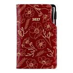 Diár DESIGN týždenný vreckový 2027 slovenský - bordová - Kvety