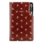 Diár DESIGN týždenný vreckový 2027 slovenský - hnedá - Biely kvet