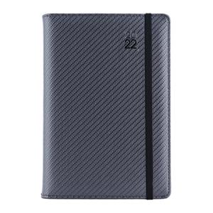 Diár ELASTIC denný A5 2022 polský - grafit/čierna gumička