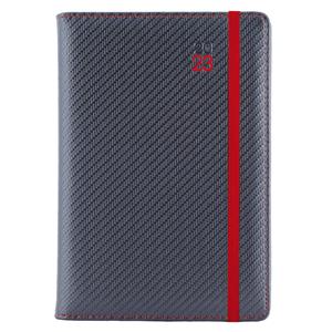 Diár ELASTIC denný A5 2023 polský - grafit/červená gumička