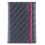 Diár ELASTIC denný B6 2023 - grafit/magenta gumička