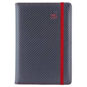 Diár ELASTIC denný B6 2025 polský - grafit/červená gumička