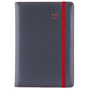 Diár ELASTIC denný B6 2027 polský - grafit/červená gumička