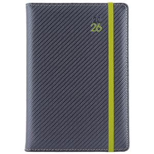 Diár ELASTIC týždenný A5 2026 - grafit/zelená gumička