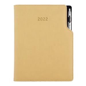 Diár GEP s perom denný A4 2022 - béžová/hnedé vnútro