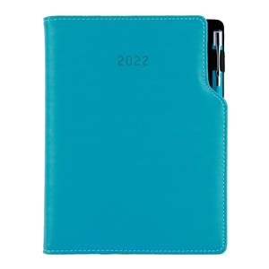 Diár GEP s perom denný B6 2022 polský - tyrkysová, čierne vnútro