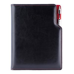 Diár GEP s perom týždenný A4 2022 - čierna/červené vnútro