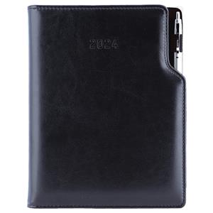 Diár GEP s perom týždenný A4 2024 - čierna/čierne vnútro