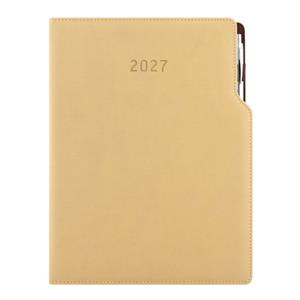 Diár GEP s perom týždenný A4 2027 - béžová/hnedé vnútro