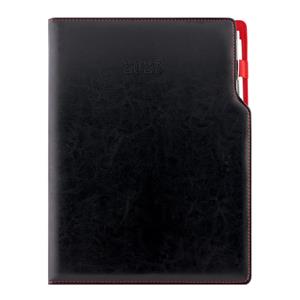 Diár GEP s perom týždenný A4 2027 polský - čierna, červené vnútro