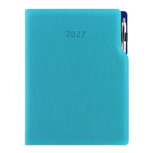Diár GEP s perom týždenný A4 2027 polský - tyrkysová, modré vnútro