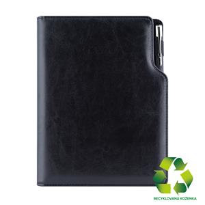 Diár GEP s perom týždenný B5 2027 - čierna/čierne vnútro - recyklovaná koženka