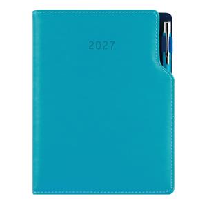Diár GEP s perom týždenný B5 2027 - tyrkysová/modré vnútro
