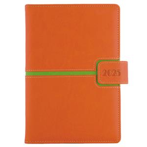 Diár MAGNETIC týždenný špeciál A5 2025 - oranžová/zelená