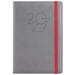 Diár POLY denný A5 2027 slovenský - sivá/červená gumička