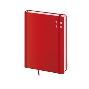 Diár týždenný 2016 A5 Cool s gumičkou - červená