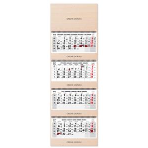 Drevený štvormesačný kalendár Kvatro Wood skládaný polský so špirálou 2027 - sivý