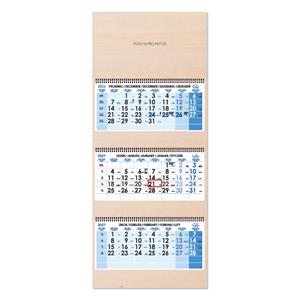 Drevený trojmesačný kalendár Trio Wood skládaný český so špirálou 2027 - modrý