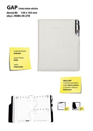 GEP slovenský denní diář B6 bílá - bílé obšití
