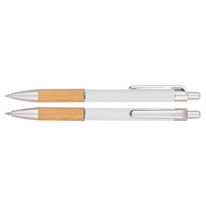 Guľôčkové pero Jigga - biela/svetlé drevo