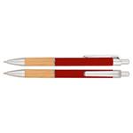 Guľôčkové pero Jigga - červená/svetlé drevo
