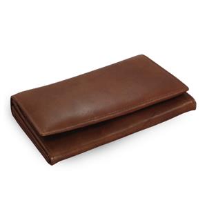 Hnedá dámska psaníčková kožená peňaženka s klopňou