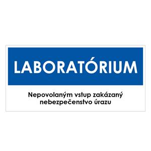 Laboratórium, modrá, samolepka 190x90mm