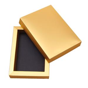Luxusná papierová krabička s vekom 143 x 200 x 30 mm zlatá / čierna 360 g / m2 - model 001