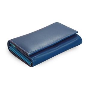 Modrá dámska kožená peňaženka s klopňou