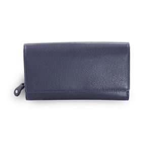 Modrá dámska psaníčková kožená peňaženka s klopňou