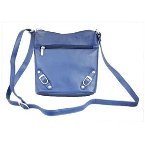 Modrá kožená zipsová mini-kabelka