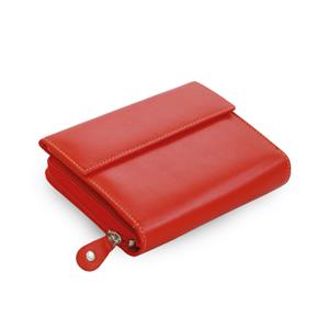 Multičervená dámska kožená peňaženka s malou klopnou