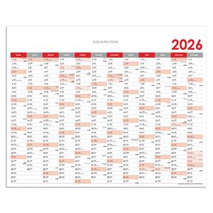 Nástenná plánovacia mapa 2026 CZ - 100 x 80 cm - červená