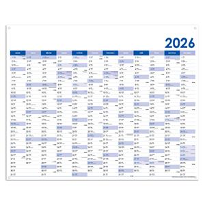 Nástenná plánovacia mapa 2026 CZ s očkami na zavesenie - 100 x 80 cm - modrá