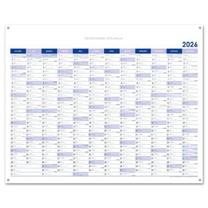 Nástenná plánovacia mapa 2026 PL s očkami na zavesenie - 100 x 80 cm - modrá